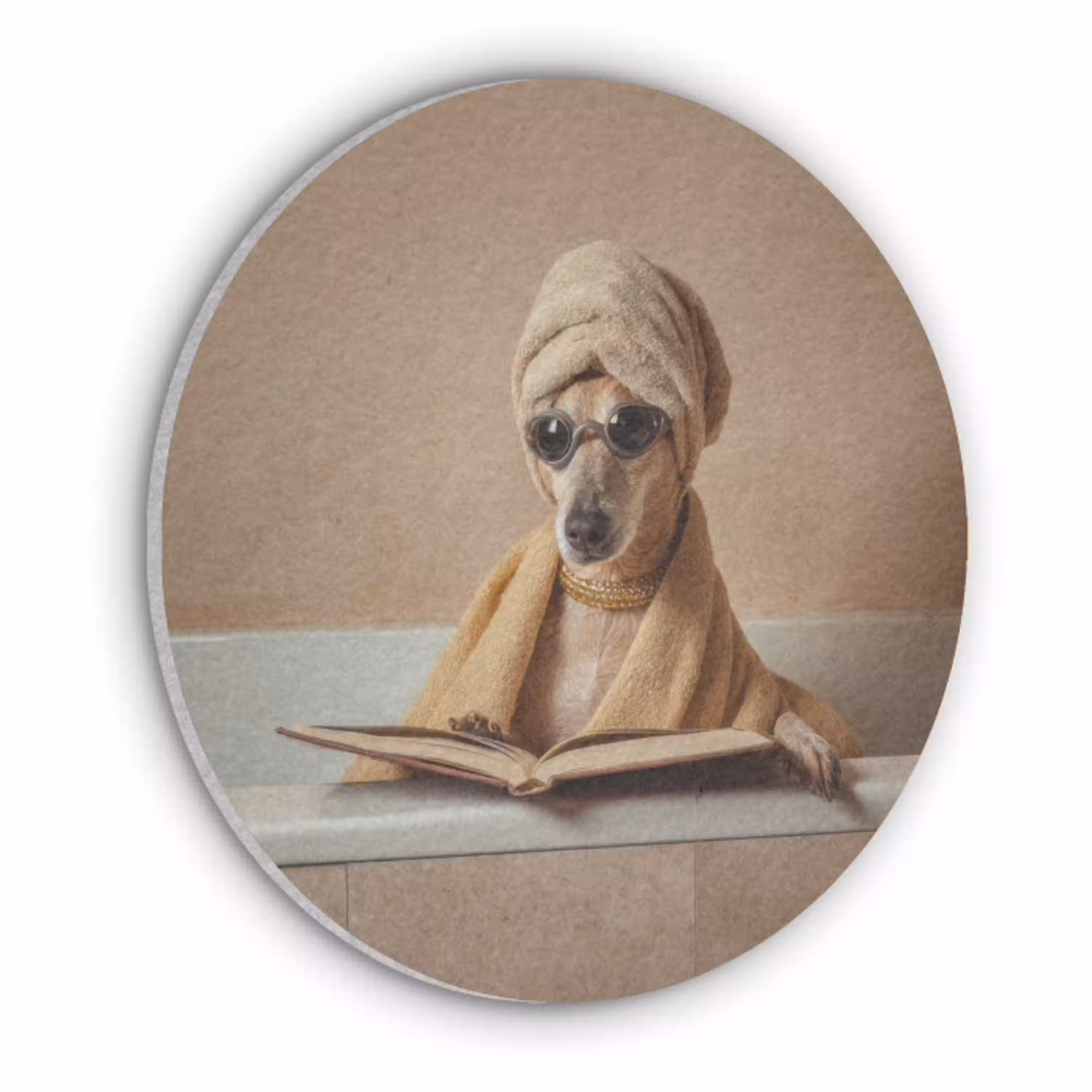 Bad - Hond - Boek - Zonnebril Akoestische PET Vilt - Rond klein -3d
