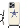 Blauwe zeester - Minimalistisch - Beige Hoesje iPhone 16 Pro Max met koord klein -3d