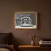 Wasbeer - Cute - Pasta - Tafelkleed - Zwart - Wit Light Box met batterij (Wandlamp) middel -sfeer4