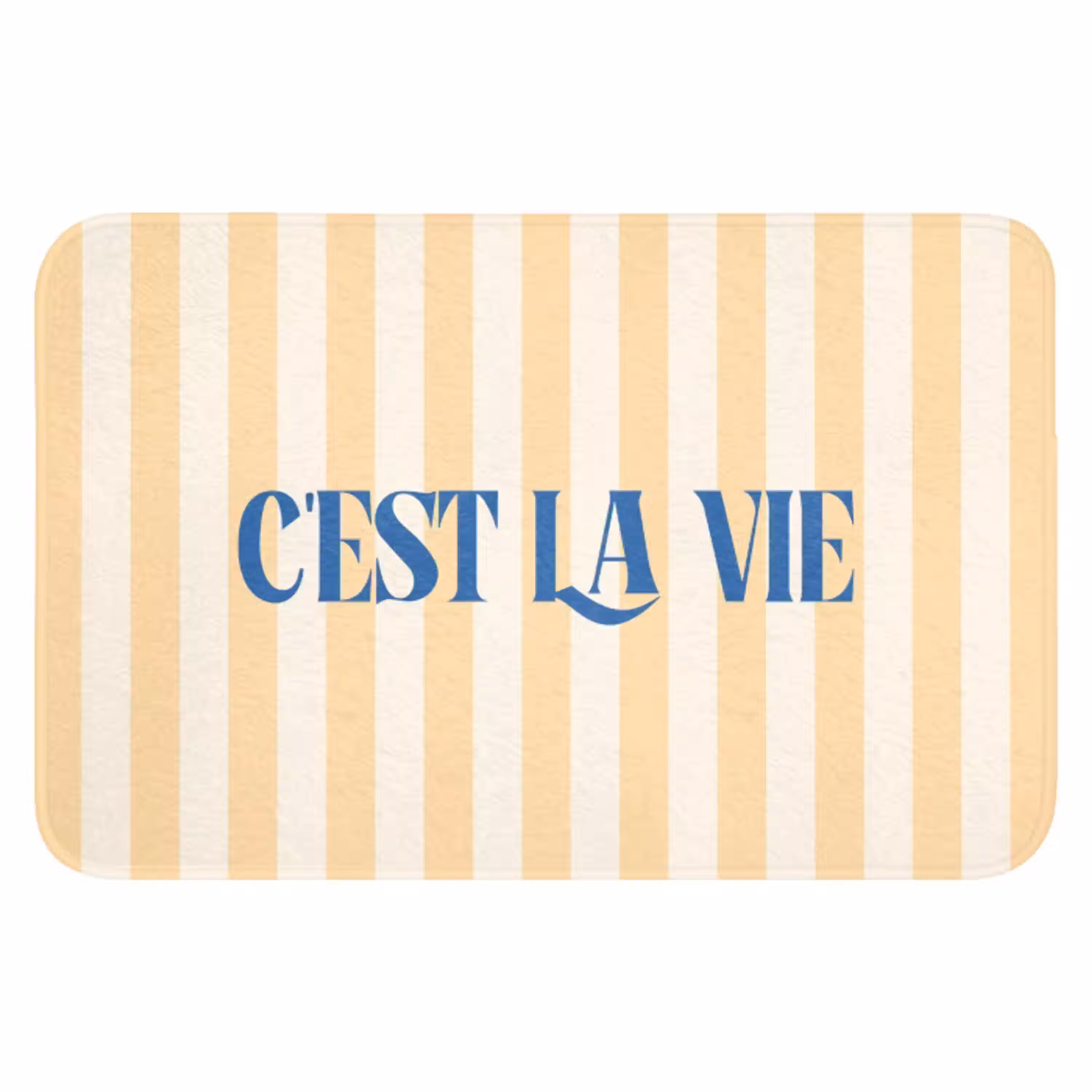 Blauw - Geel - Strepen - C'est La Vie WCmat klein -3d