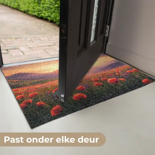 Landschap - Zonsondergang - Bloemenveld Deurmat klein -USP_NL