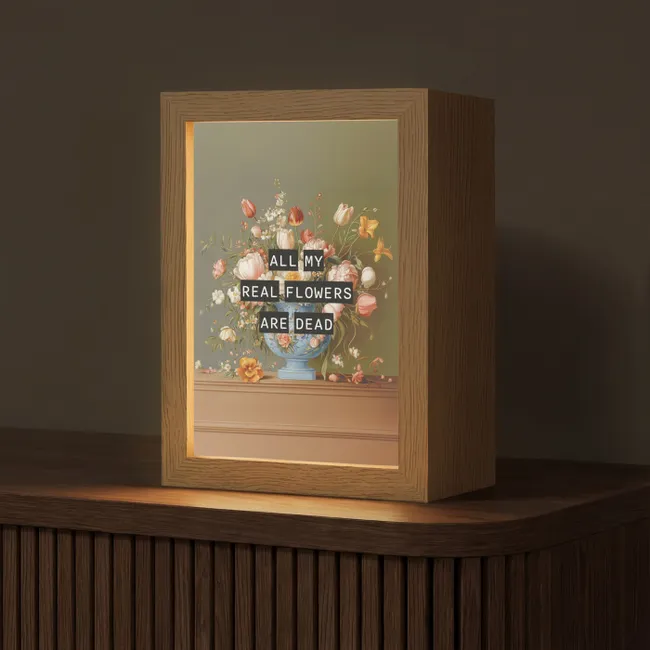 Tafellamp - Bloem - Quote - Vintage - Art
