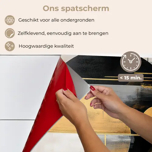 Abstract - Goud - Zilver - Vormen - Aesthetic - Modern keuken achterwand spatscherm klein -spatscherm_NL