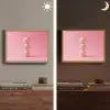 Golfballen - Roze - Drie Light Box met batterij (Wandlamp) middel -sfeer3