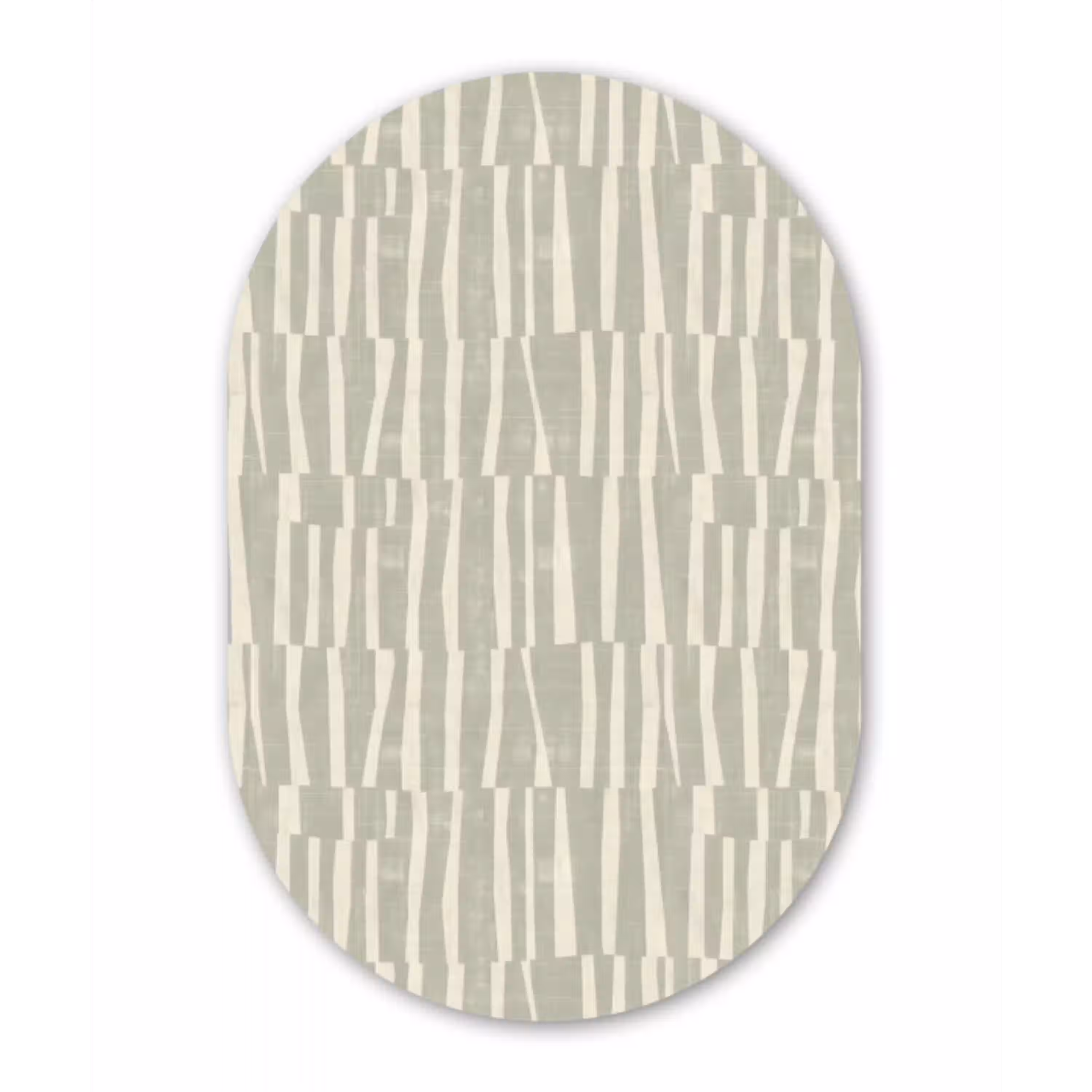 Saliegroen - Strepen - Geometrisch - Textuur - Patroon Wandcirkel Ovaal Aluminium middel 839 -3d