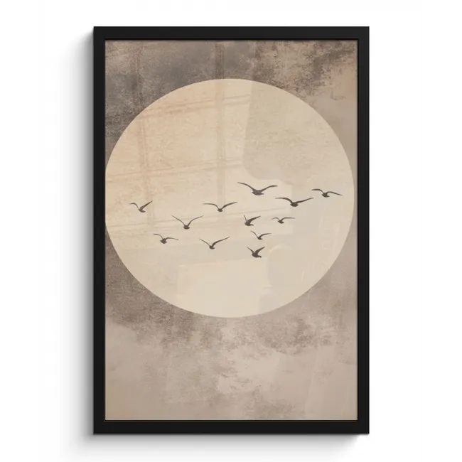 Poster met lijst - Vogel - Beige - Japandi