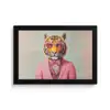Tijger - Strik - Jasje - Roze fotolijst zwart zonder passe partout klein -3d