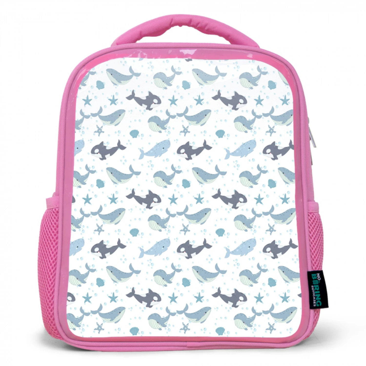 Oceaan - Walvis - Orka - Blauw Kinderrugzak - Roze middel 863 -3d