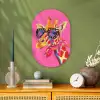 Giraf - Roze - Bril - Sjaal Wandcirkel Ovaal Forex klein -sfeer2