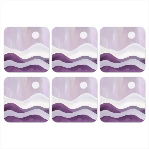 Golven - Heuvels - Abstract - Paars onderzetter kurk middel -3d