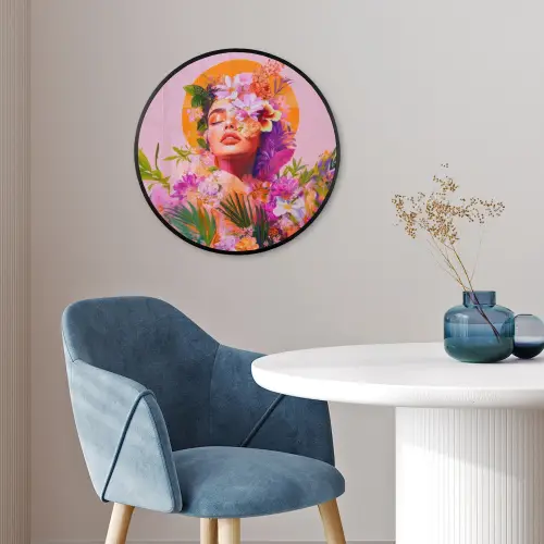 Vrouw - Abstract - Cirkel - Bloemen Fotolijst rond zonder passe partout klein -sfeer2