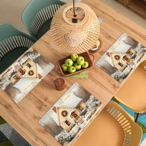 Kerst - Huis - Winter - Sneeuw Placemat vinyl groot -zzsfeer5_Kitchenyeah-website