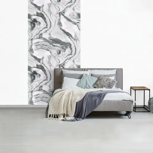 Wit - Marmer - Golvend - Grafiet fotobehang vinyl groot 64 -slaapkamer