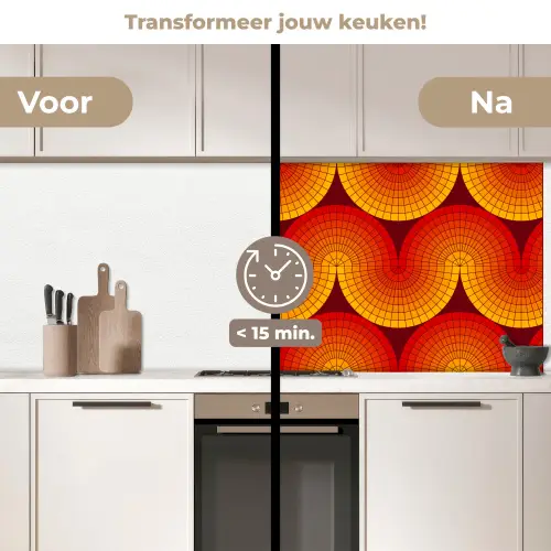 Design - Retro - Rood - Abstract keuken achterwand 2 middel 871 -voor-na2_NL