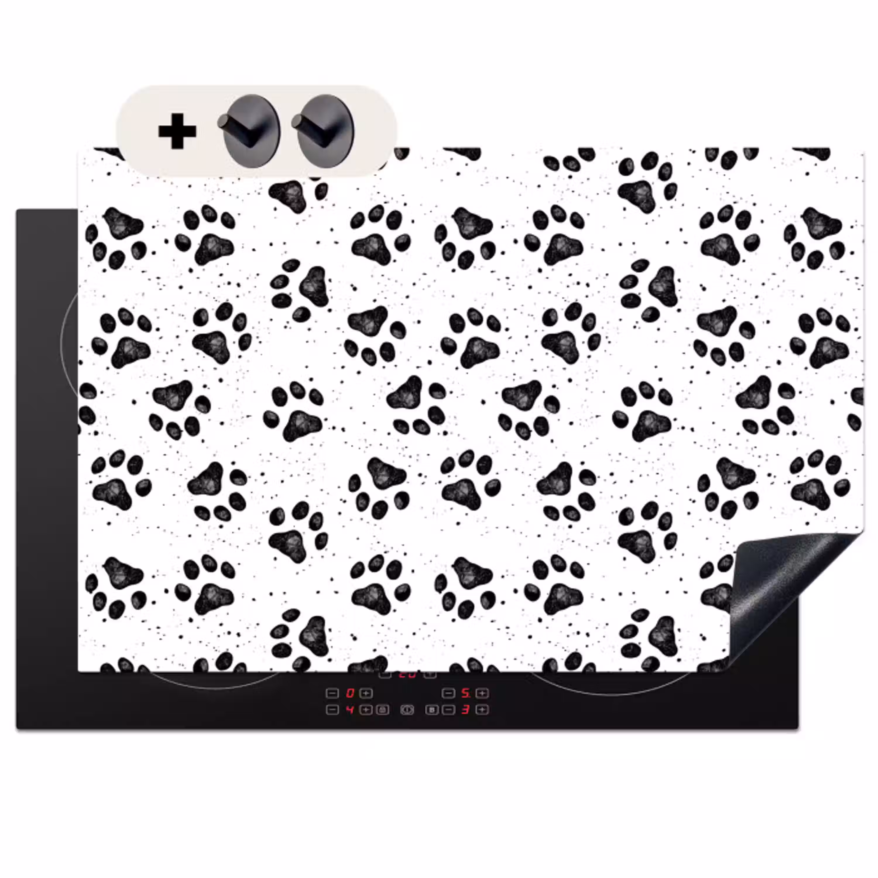 Paw - Pattern -Black Inductie beschemer met haakjes klein 777 -3d