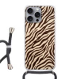Zebra - Strepen - Bruin Hoesje iPhone 16 Pro Max met koord klein -3d