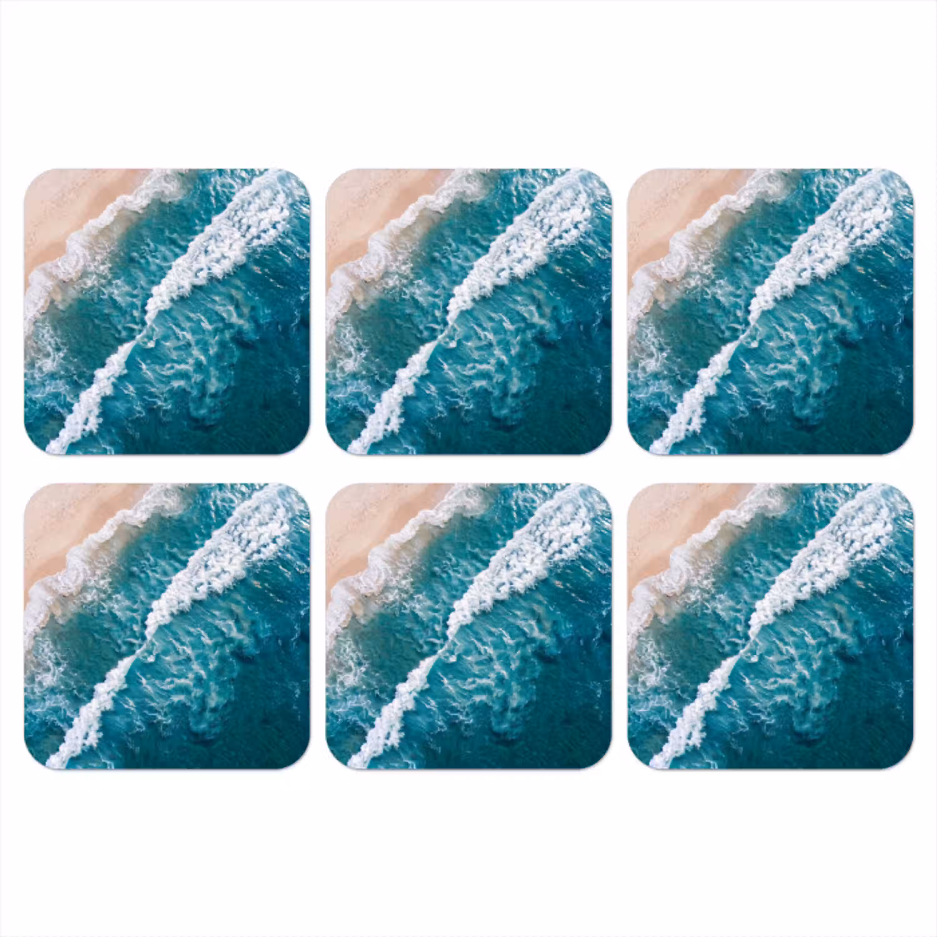 Zee - Strand - Golven - Natuur - Blauw onderzetter kurk middel -3d