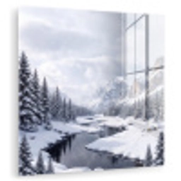 Sneeuwlandschap - Bergen - Rivier - Winter plexiglas 5mm klein -zzzproduct_nieuw
