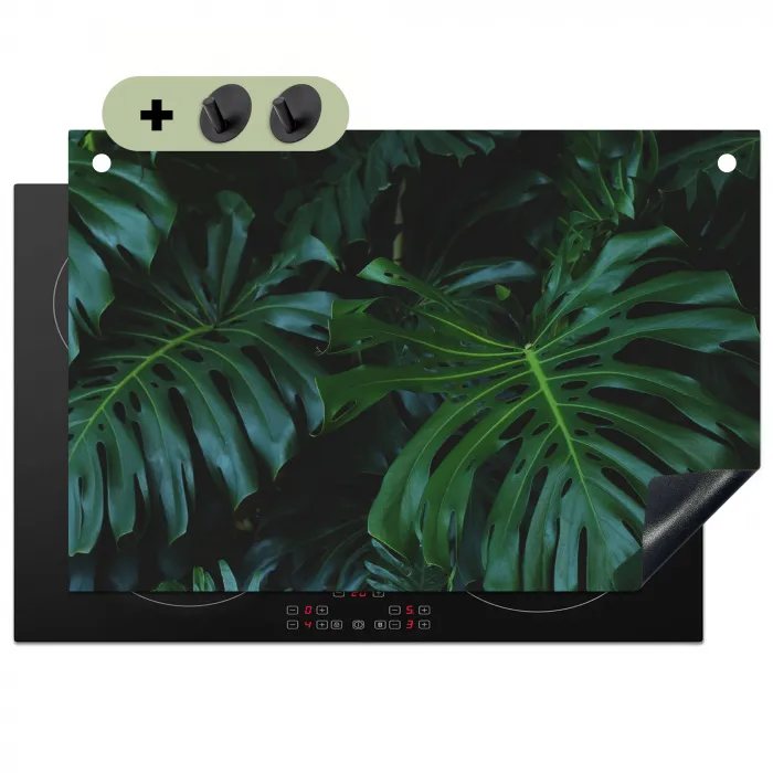 Monstera - Bladeren - Tropisch - Jungle Inductie beschemer met haakjes klein -3d