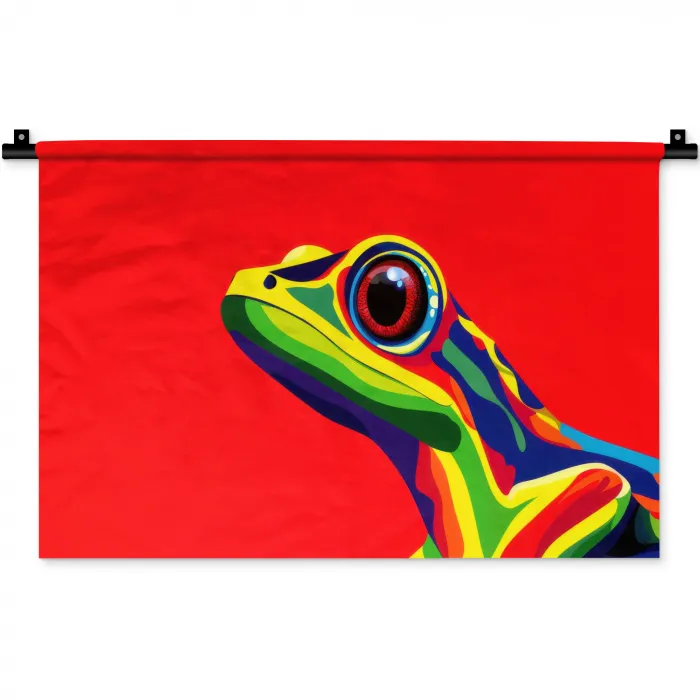 Kikker - Kleurrijk - Strepen - Ogen Wandkleed katoen klein -zz3d