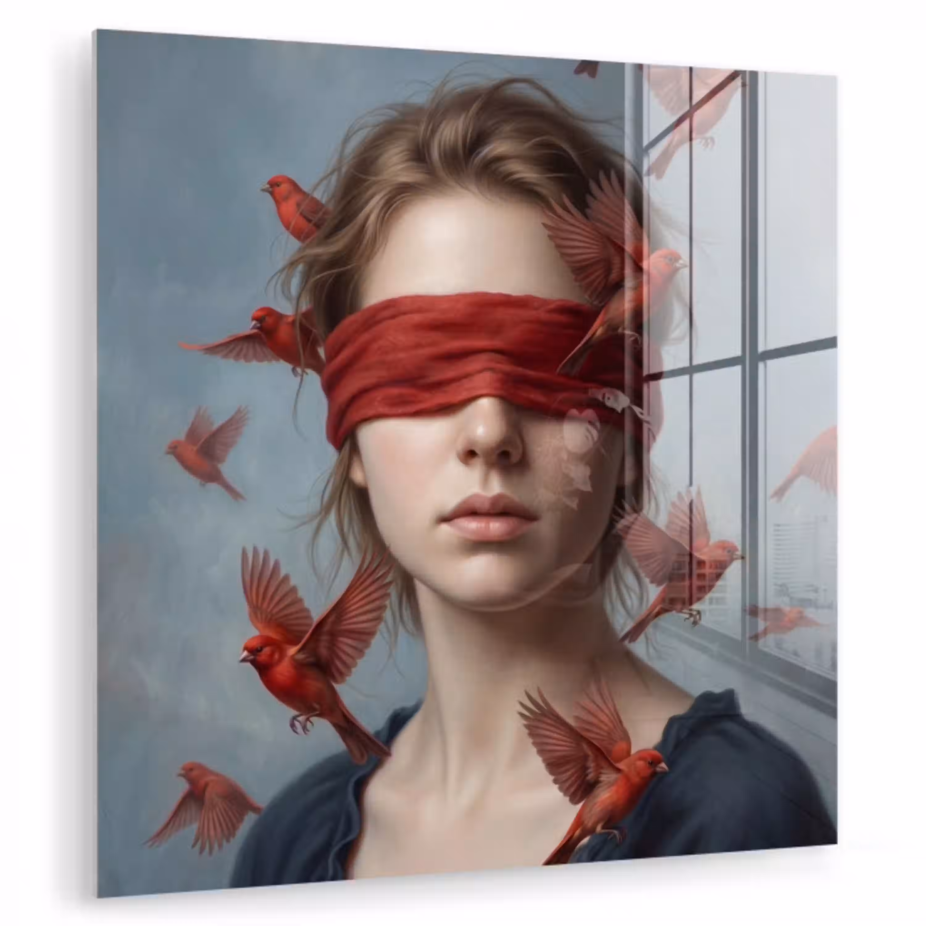 Portret - Krachtig - Rood plexiglas 5mm klein -zzzproduct_nieuw