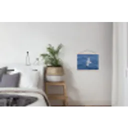 Zeemeeuw - Oceaan - Blauw textielposter latten blank klein -woonkamer