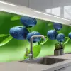 Bosbessen - Paars - Bladeren - Groen keuken achterwand 2 middel 871 -3d_schuin