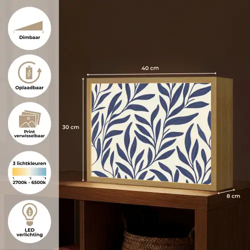 Bladeren - Klimop - Donkerblauw Light Box met batterij (Wandlamp) middel -USP_websiteoverzichtNL