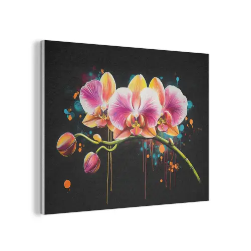 Orchidee - Graffiti - Kleurrijk - Bloemen - Abstract PET vilt klein -3d