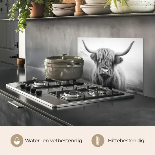 Schotse hooglander - Mist - Zwart - Wit keuken achterwand spatscherm klein -usp_NL