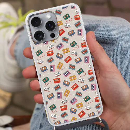 Muziek - Cassette - Patroon Hoesje iPhone 16 Pro Max met koord klein 804 -sfeer3