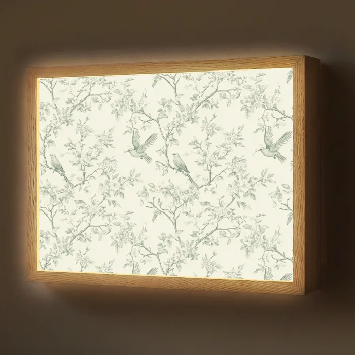 Klassiek - Vogels - Groen Light Box met batterij (Wandlamp) middel 907 -z3d_website
