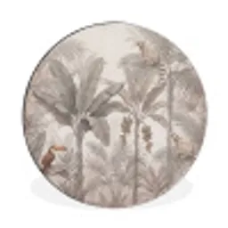 Natuur - Jungle - Ringstaartmaki - Bruin Wandcirkel aluminium klein -3d