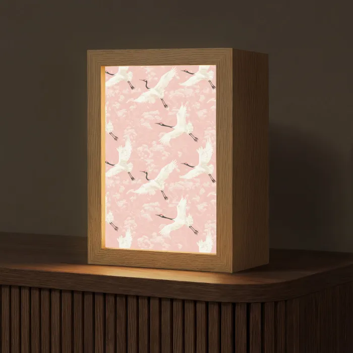 Kraanvogels - Bloesem - Roze Light Box met kabel (Tafellamp) klein 925 -z3d_website