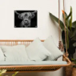 Hooglander in Zwart-Wit tuinposter los doek klein -sfeer7