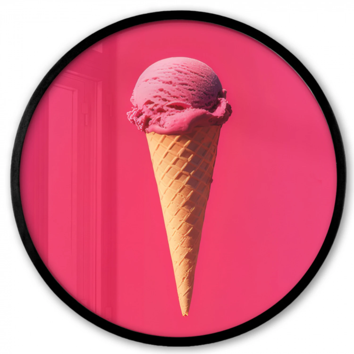 Schepijs - Roze - Hoorntje Fotolijst rond zonder passe partout klein -3d