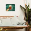 Bierglas - Schuim - Retro - Groen tuinposter los doek klein -sfeer7