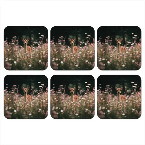Hert - Wilde bloemen - Bos onderzetter kurk middel -3d
