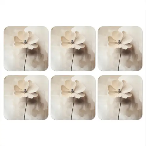 Bloem - Beige - Verf - Schaduw onderzetter kurk middel -3d