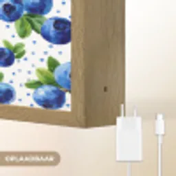 Bessen - Patroon - Blauw Light Box met batterij (Wandlamp) middel 907 -USP_websiteoplaadbaarNL