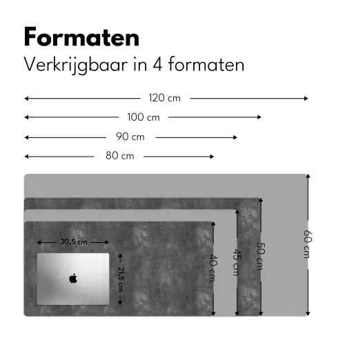 Donkergrijs - Ruw - Beton Muismat XXL klein 681 -sfeer5