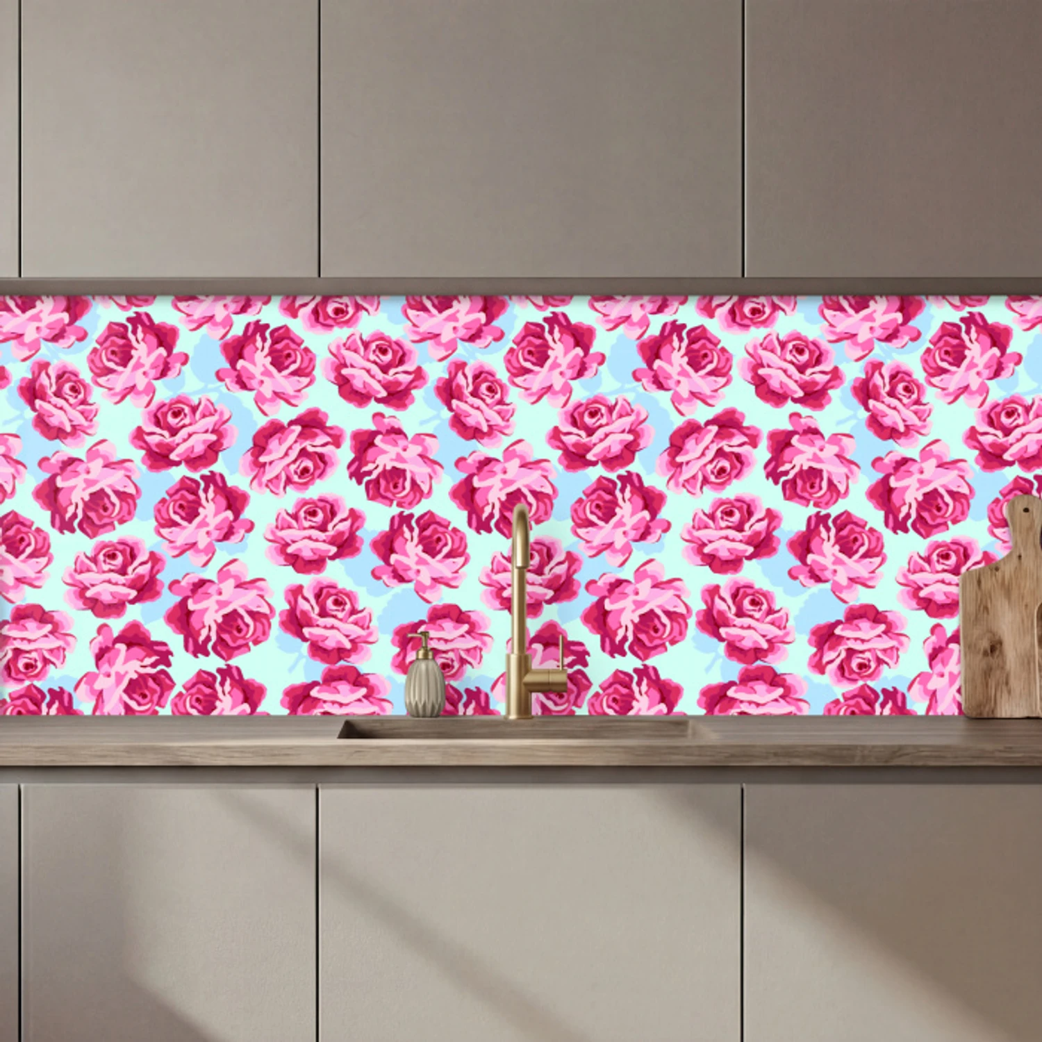 Bloemen - Rozen - Patroon keuken achterwand 2 middel 871 zz_3dshopping