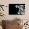 Dieren - Leeuw - Zwart - Wit - Portret canvas 2cm klein -sfeer1