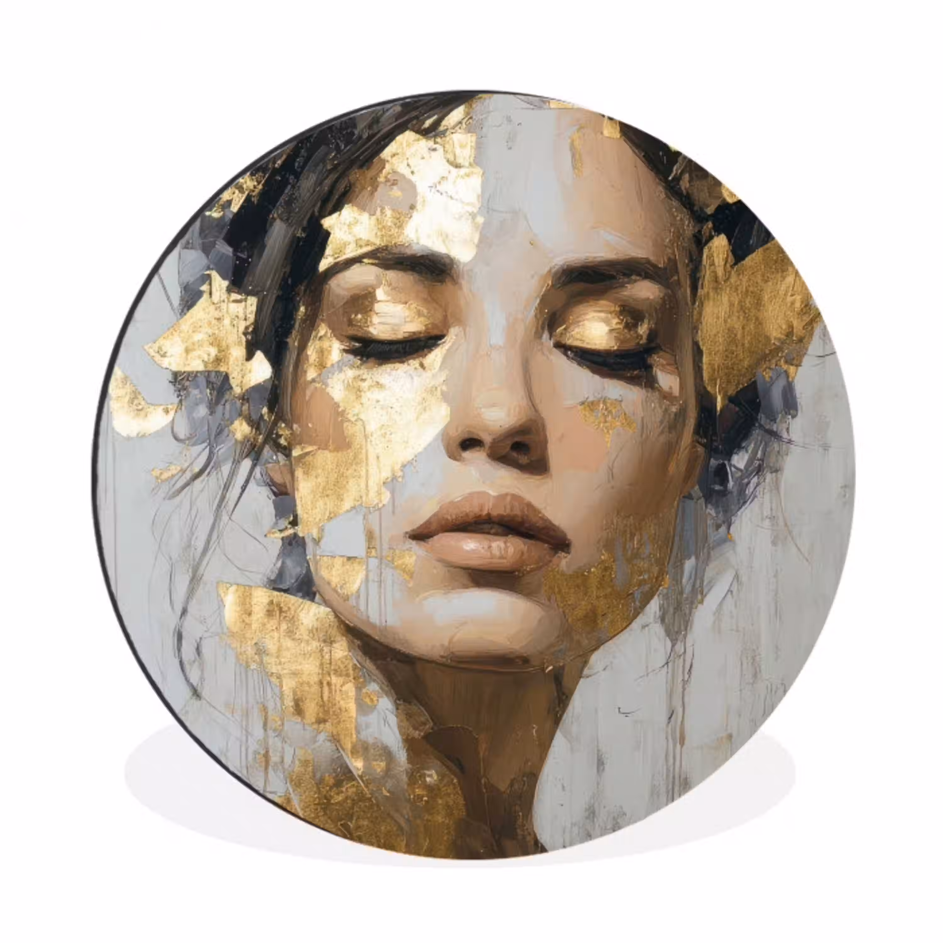 Sierlijk - Vrouw - Goud - Ogen Wandcirkel aluminium klein -3d