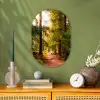 Bos - Pad - Bomen - Groen - Zon - Natuur Wandcirkel Ovaal Forex klein -sfeer2