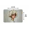 Schilderij - Vrouw - Zonnebril - Bloemenkrans Placemat vinyl groot -specs