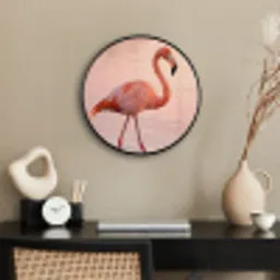 Flamingo - Water - Roze Fotolijst rond zonder passe partout klein -sfeer1