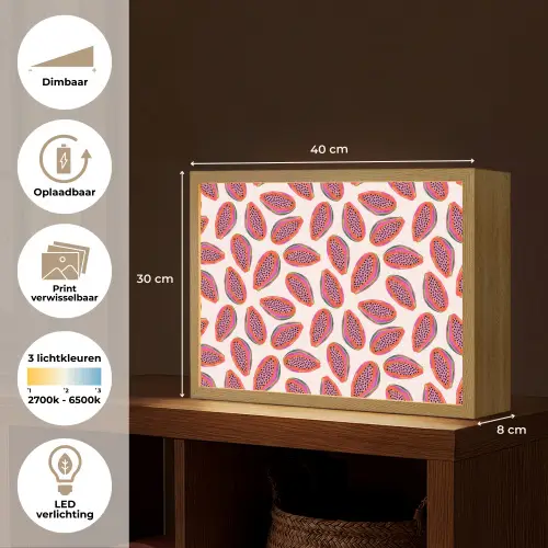 Papaja - Patroon - Roze Light Box met batterij (Wandlamp) middel 907 -USP_websiteoverzichtNL