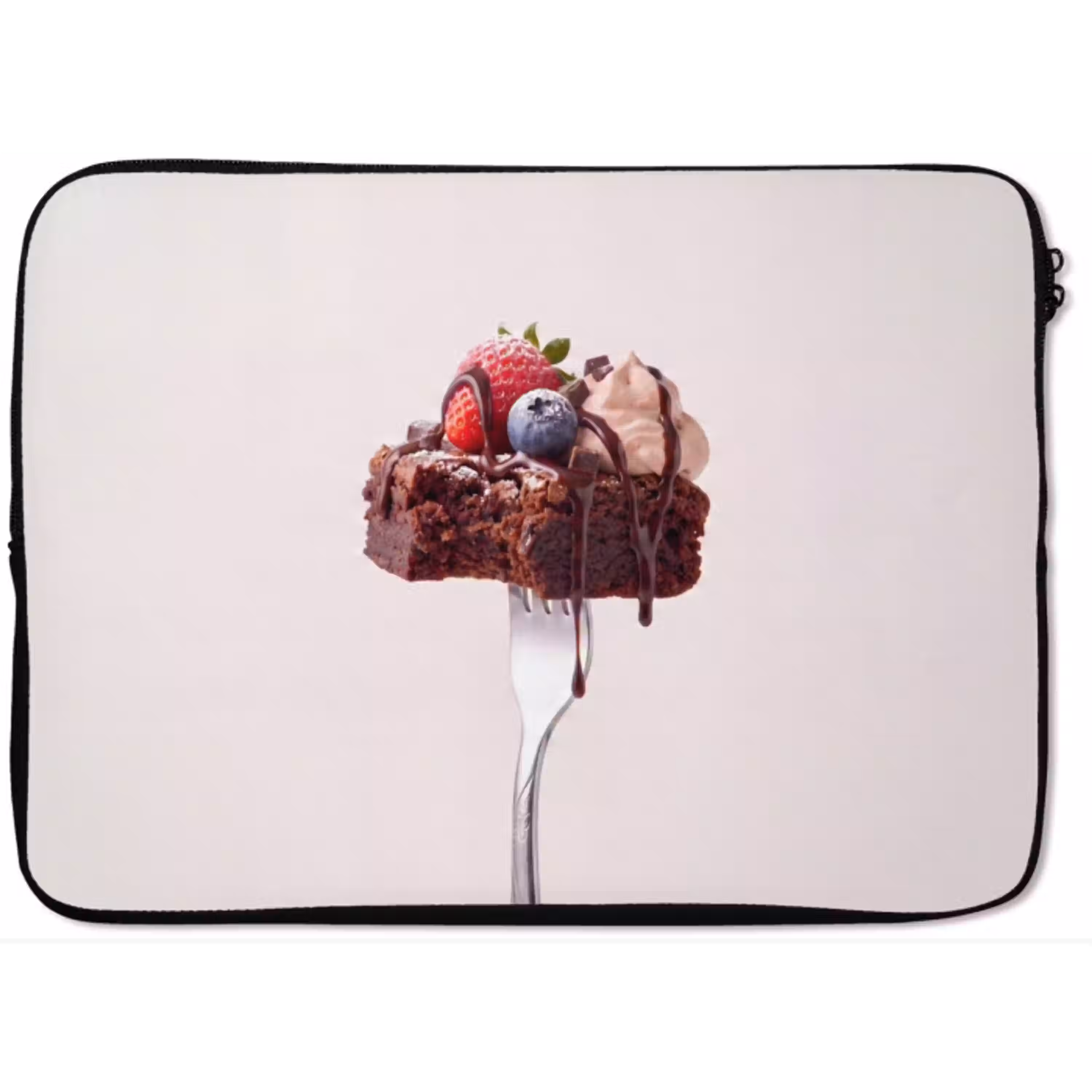 Vork - brownie - aardbei laptophoes neopreen klein -zkaufland3dotto