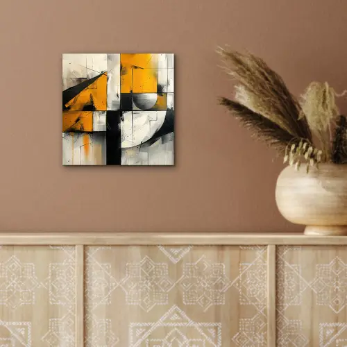 Geel - Abstract - Modern - Vormen aluminium wit klein -sfeer4